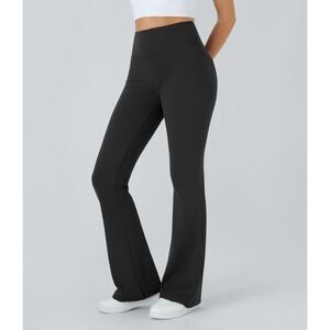 Halara Womens High Waisted Pocket Flare Pull-on Yoga Leggings Black Large Petite